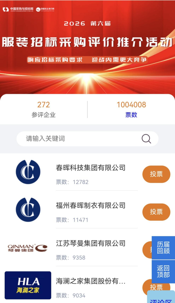 2026（第六届）服装招标采购评价推介活动第一期情况通报